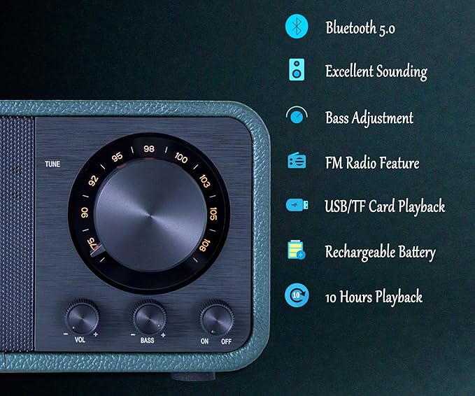 Vintage Radio FM Radio with Bluetooth Retro Bluetooth Speaker with SD/USB - Image 3