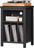 Record Player Stand with Vinyl Record Storage, Large Wood Turntable Stand by Joaxswe
