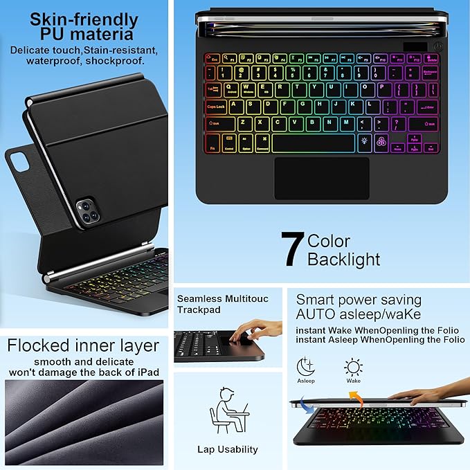 for iPad Pro 13 Inch Case with Keyboard，Magic-Style Magnetic – 7 Colors - Image 5