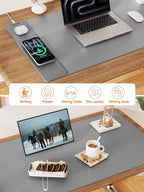 TopMade Mouse Pad with 15W Wireless Charging, XXL Large Leather Desk Mat - Image 5