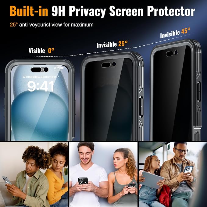 Magnetic & Stand for iPhone 16 Plus Case Built-in Privacy Screen Protector - Image 4