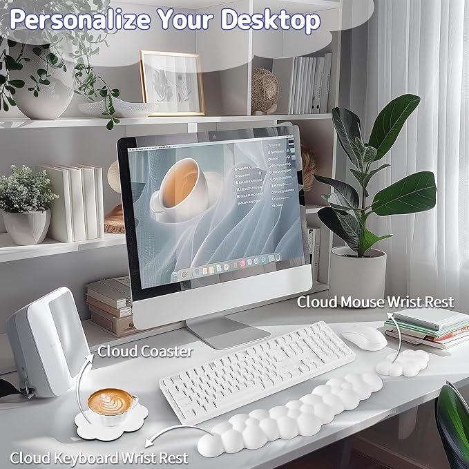 Cloud Wrist Rest for Keyboard and Mouse, Memory Foam PU Leather Keyboard Wrist - Image 2