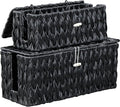 Black Cable Management Box, 2 Pack Large & Medium Rattan Cable Organizer Box by WEAVECOMFORTINTOEVERYCORNER
