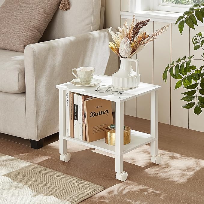 2 Tier Printer Stand with Storage, Under Desk Shelf Printer Table, Rolling - Image 5
