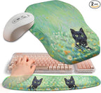 2-in-1 Ergonomic Set, Wave Keyboard Wrist Rest and Massage Slope Mouse Pad by Gleamtide