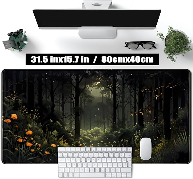 Dark Forest Desk Mat Mouse pad, Big Laptop Computer Keyboard and Mouse Mat - Image 2
