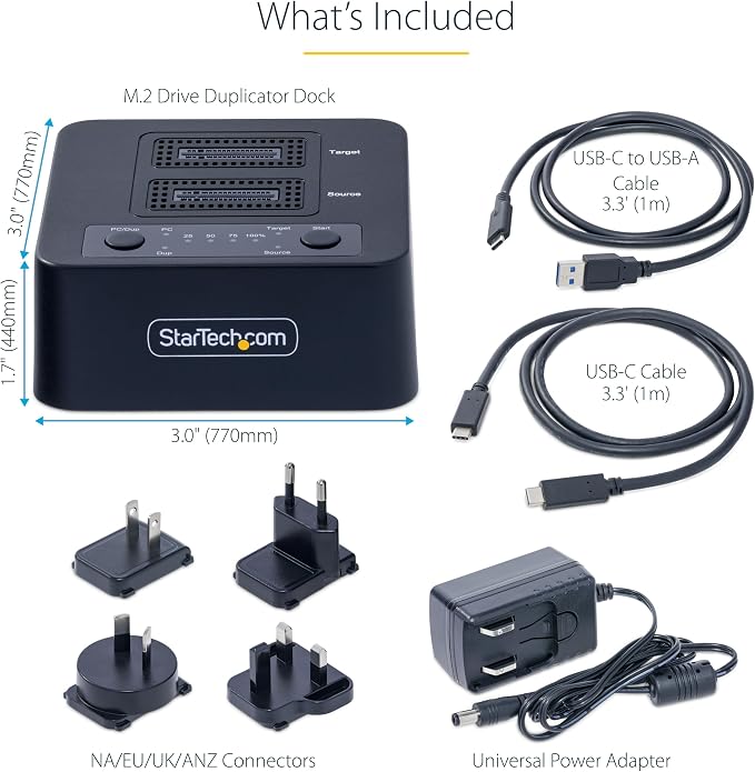 StarTech.com 1:1 M.2 NVMe Drive Duplicator, 90GBpm Standalone M.2 SSD - Image 7