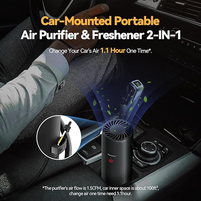 Cordless Portable Air Purifier for Car, Small Room, Office - Image 2