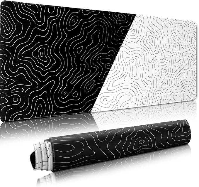 XVX Black and White Topographic Mousepad, XXLarge Gaming Mouse Pad by GMKWTL