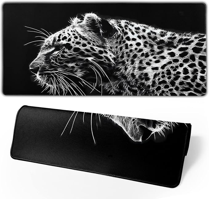 Black and White Gaming Mouse Pad 31.5 x 11.8 Inch Extended Large Mouse Pad by Brecoy