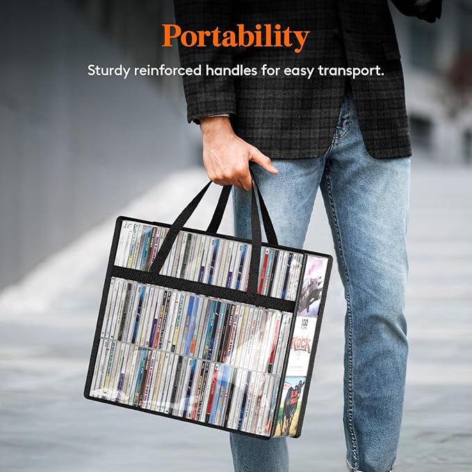 Lifewit CD Storage Bags 4 Pcs, Stackable Media Case Bins Portable - Image 5