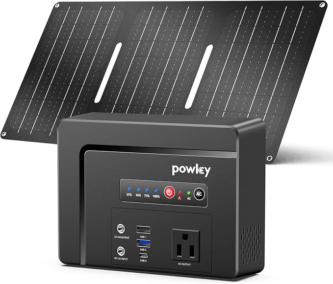 Powkey Solar Powered Generator 100W Rated, 97Wh Portable Power Station by POWKEY