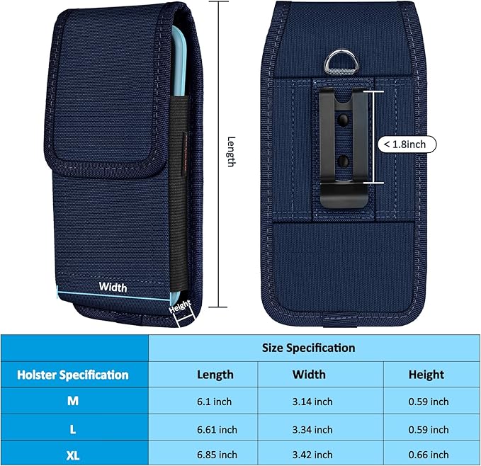 Phone Holster for Belt with Metal Clip and Magnetic Closure Compatible with - Image 6