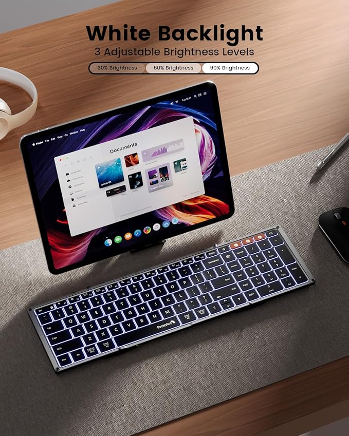 ProtoArc Backlit Foldable Keyboard, XK01 Plus Folding Portable Bluetooth - Image 3