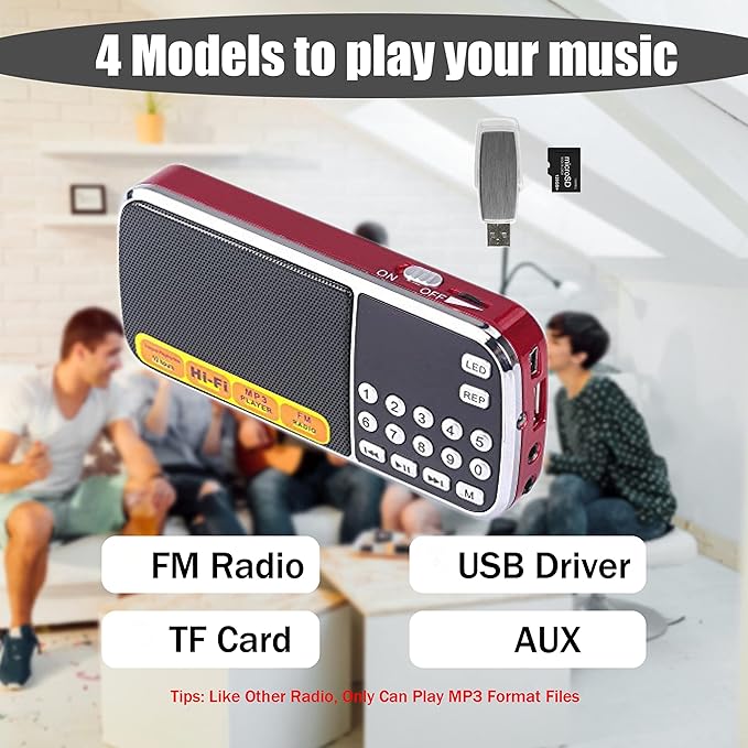 Leting Portable AM/FM Radio and MP3 Speaker, Mini Rechargeable Radio - Image 4