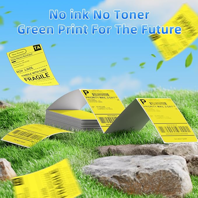 4x6 Thermal Labels, 1 Packs of 500 4x6 Fold Labels Yellow - Image 4