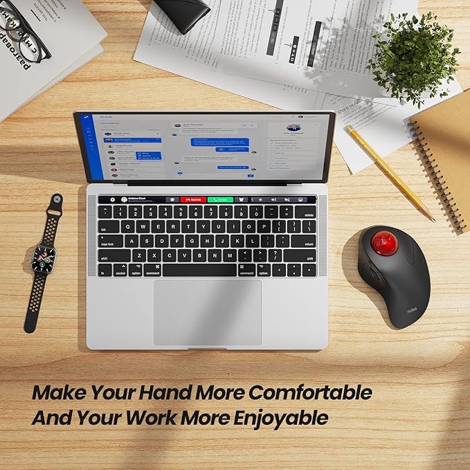 Nulea Wireless Ergonomic Trackball Mouse, Rechargeable, 44mm Index Finger - Image 7