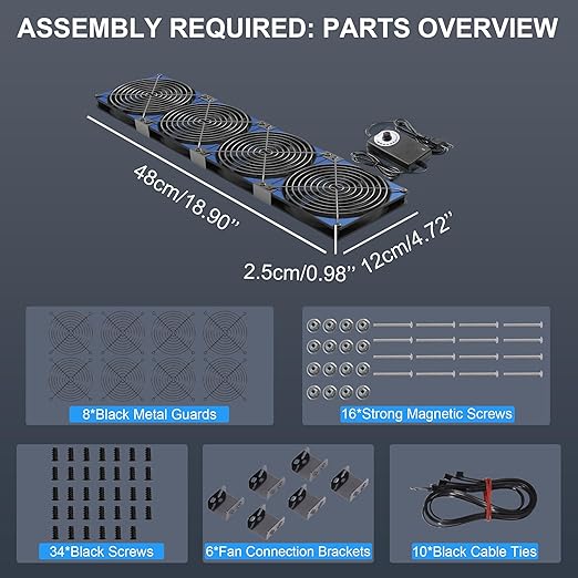 120mmx4 480mm Adjustable Computer PC Vent Fans 3-12V Speed Controller - Image 4