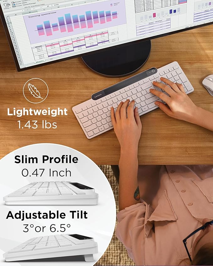 Lenovo 800 Self-Charging Bluetooth Keyboard, Uses Ambient Light - Image 7