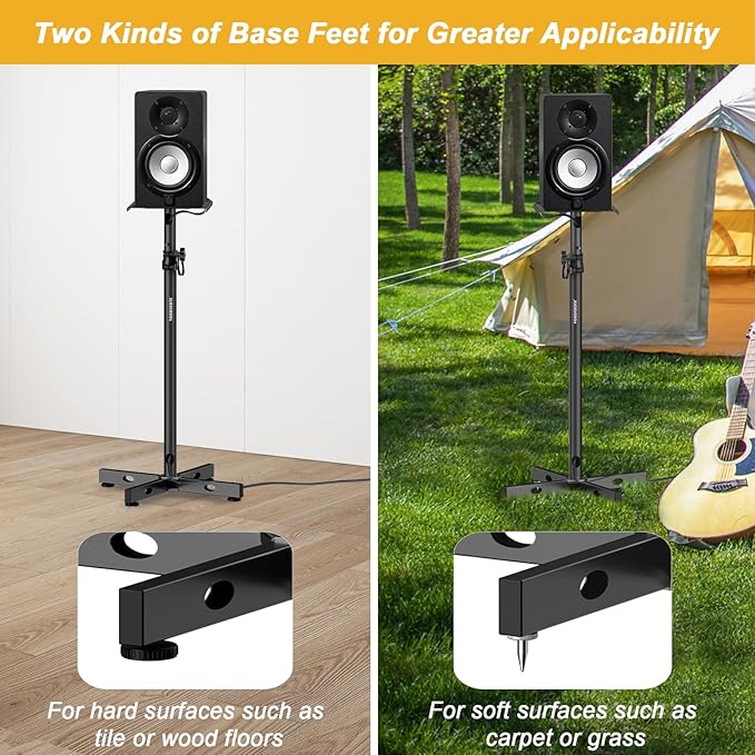 Set of 2 Studio Monitor Stands Adjustable Height Speaker Stands - Image 5