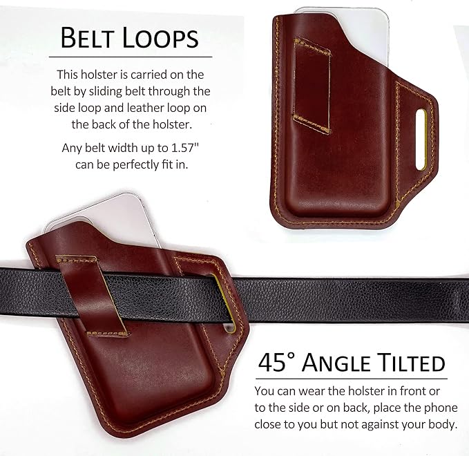 TobbinGear Leather Belt Phone Pouch, Leather Cell Phone Holster, Universal - Image 2