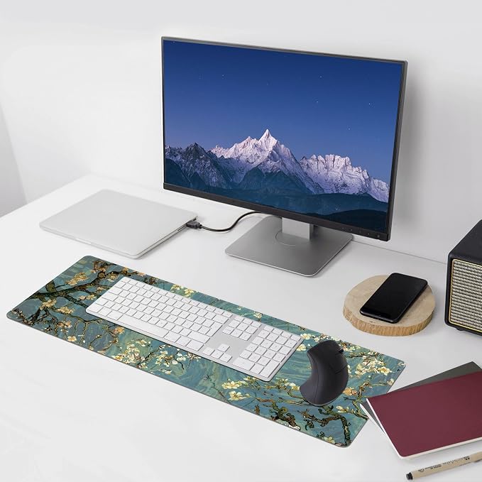 Almond Blossoms Large Mouse Pad, Gaming Keyboard Desk Pad, Extended Mouse Mat - Image 6