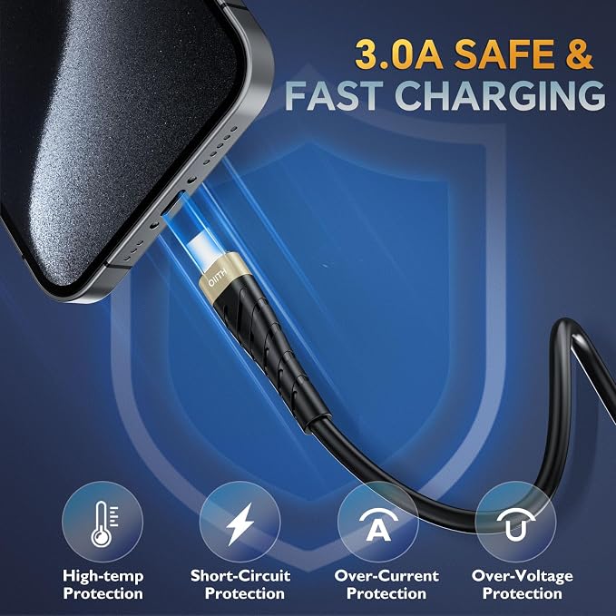 OIITH 3FT Gold 3Pack USB Type C to USB A 3A Fast Charging Cable - Image 2