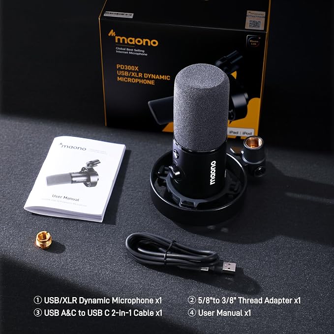 MAONO Dynamic Microphone-XLR USB Podcast Recording Mic: - Image 9