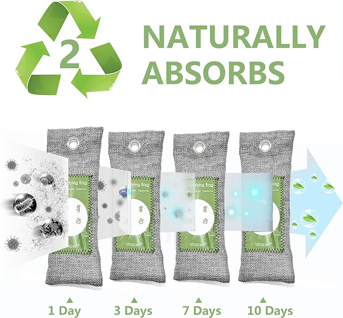 12 Pack Bamboo Charcoal Air Purifying Bag, Activated Charcoal Bags Odor Absorber - Image 5