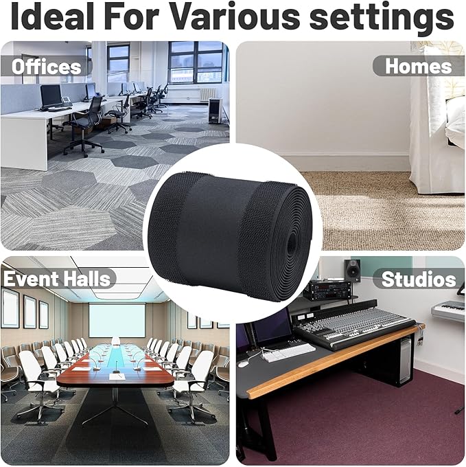IHKFILAN Carpet Cord Cover Carpet Cable Management Under Desk Cable Grip Strip - Image 7
