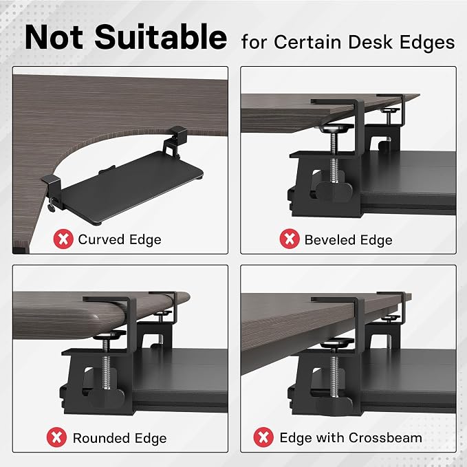 BONTEC KMT01-PJ Under Desk Keyboard Tray, Pull-Out Keyboard & Mouse Platform - Image 3