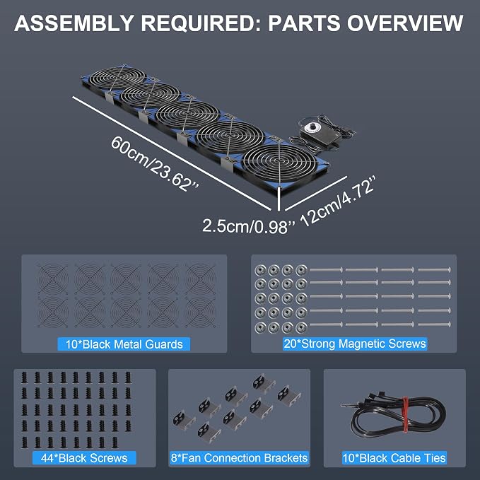 120mmx5 600mm Adjustable Computer PC Vent Fans 3V-12V Speed Controller - Image 4