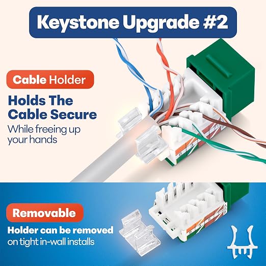 Everest 45° Angled RJ45 Cat6A Keystone Jacks 50-Pack in Green - Image 4