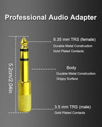 1/4'' to 1/8'' Headphone Audio Adapter, 6.35mm Male to 3.5mm Female Stereo - Image 3