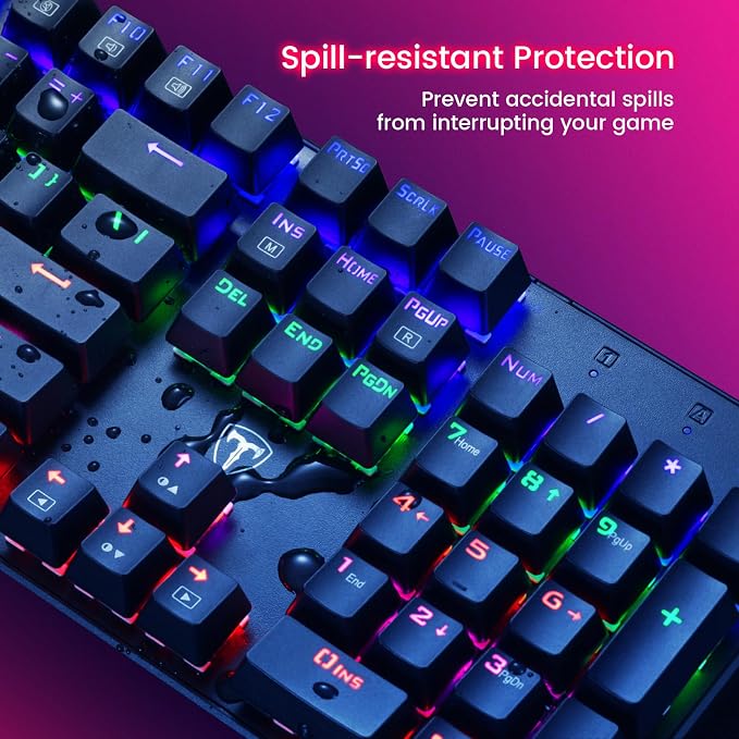 RisoPhy Mechanical Gaming Keyboard, RGB 104 Keys Ultra-Slim LED Backlit USB - Image 5