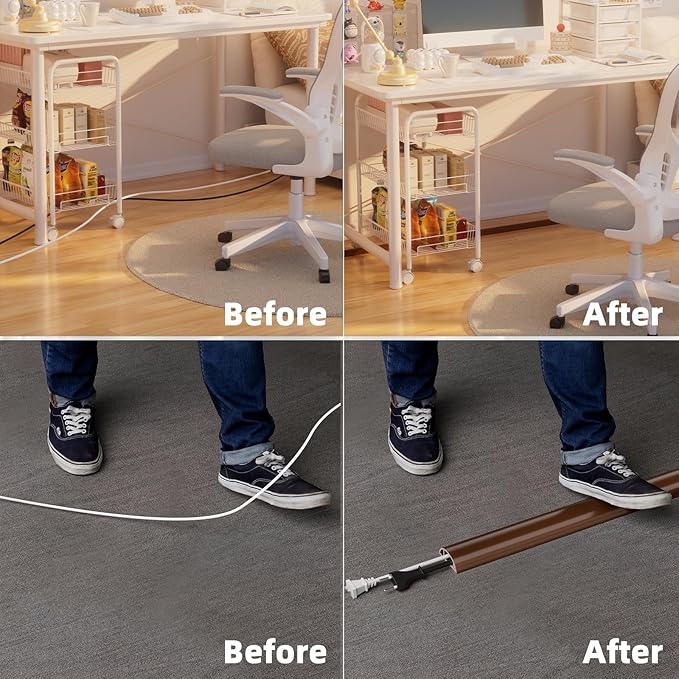 4ft Floor Cord Cover, Silicone Wire Hider, Hide Extension Cords, Protect Cords - Image 5
