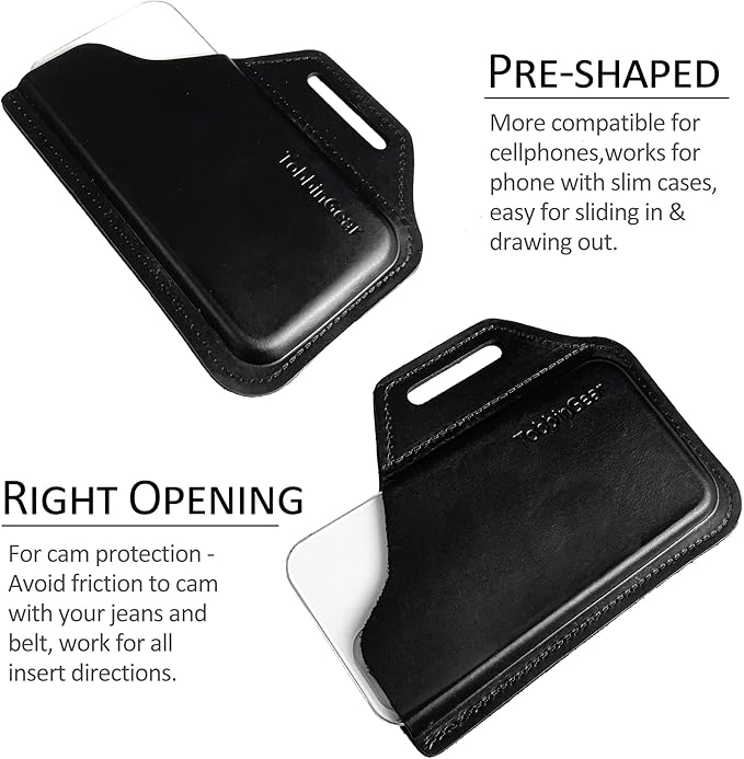 TobbinGear Leather Belt Phone Pouch, Left Handed Leather Cell Phone Holster - Image 3