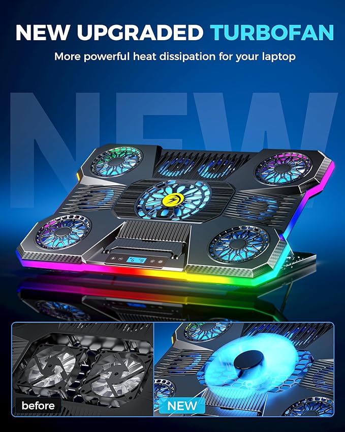 ChillCore Laptop Cooling Pad, RGB Lights Laptop Cooler 9 Fans - Image 6