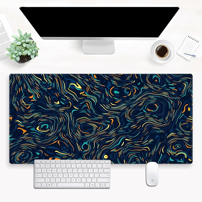 Abstract Starry Sky Swirl Gaming Desk Mat by Cindasun