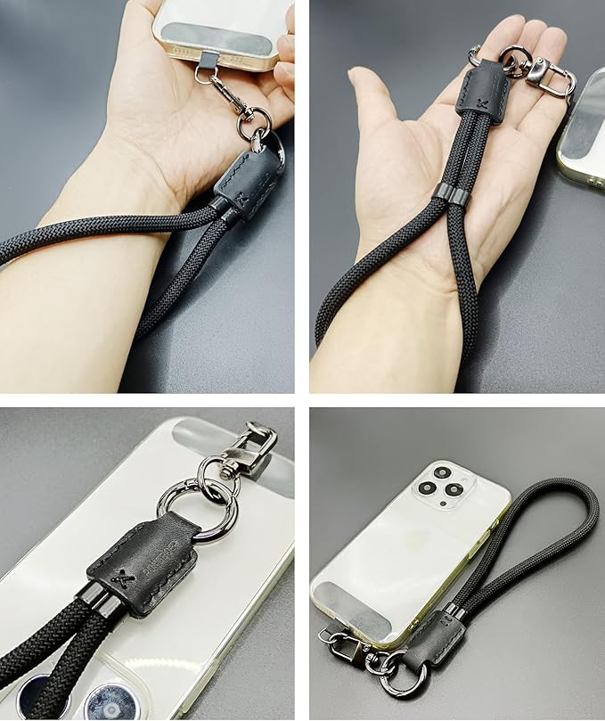 Handmade Cowhide Leather Phone Wrist Strap, Universal Adjustable Key Lanyard - Image 2