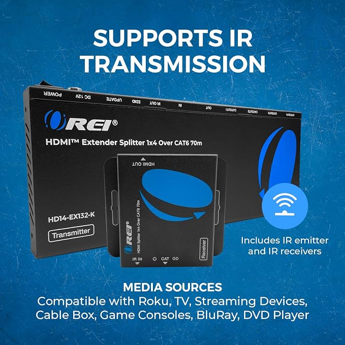 OREI 1x4 HDMI Extender Splitter Multiple Over Single Cable CAT6/7 1080P - Image 8