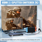 2x2 HDMI Switch Splitter, HDMI 2.1 Switcher 2 in 2 Out 8K@60Hz 4K@120Hz - Image 2