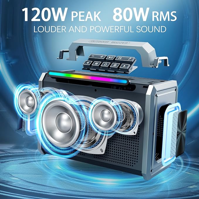 Portable Bluetooth Speaker 80W Loud Wireless Outdoor Stereo Sound Deep Bass - Image 2