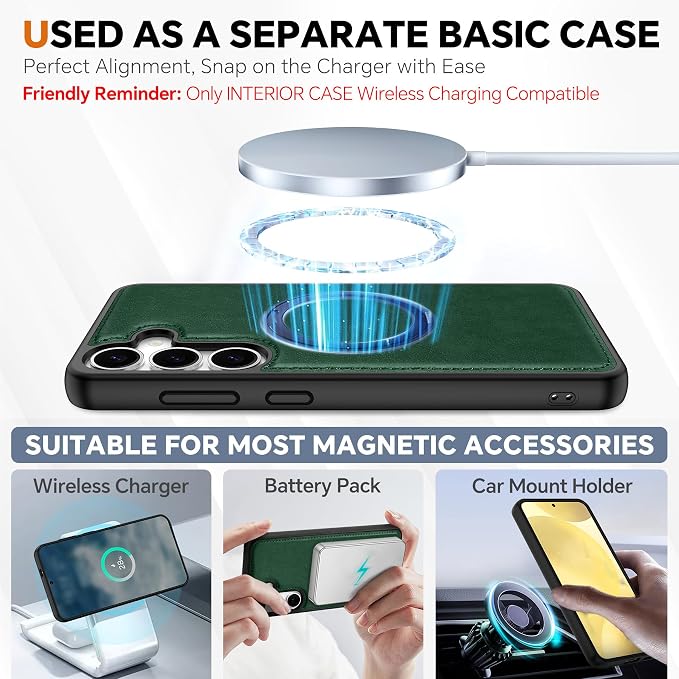 TUCCH Wallet Case for Galaxy S25 Plus, 2 in 1 Wrist Strap RFID Blocking PU - Image 4