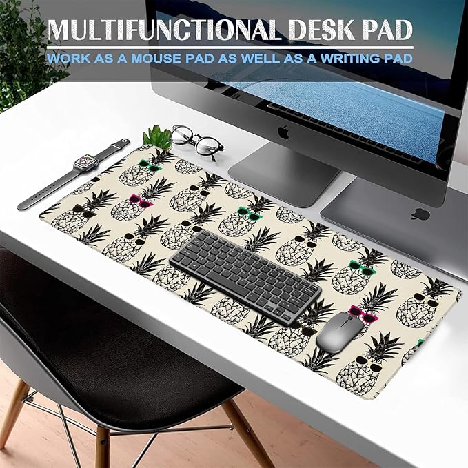 Pop Art Pineapple Gaming Mouse Pad, Large Office Desk Mat, Anti-Slip Rubber - Image 2