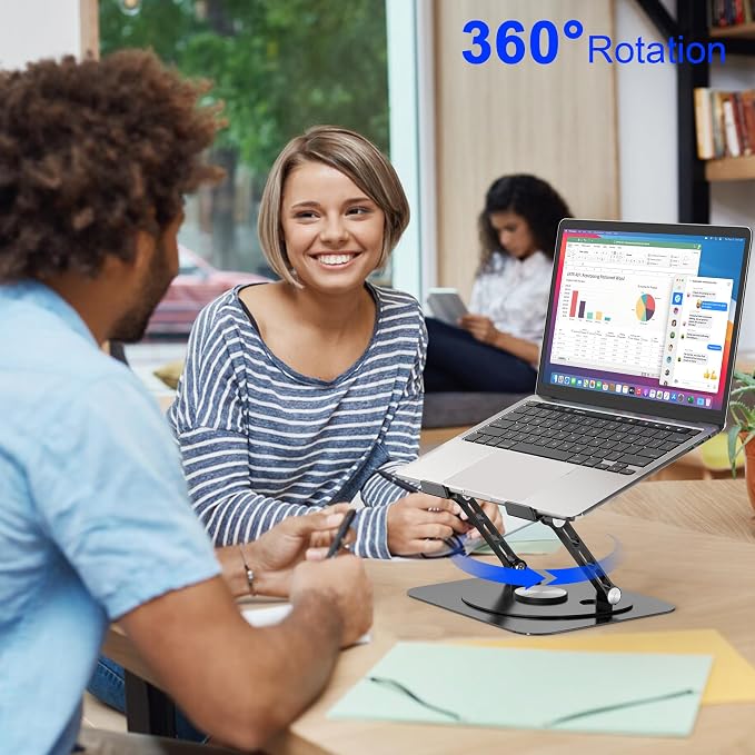 Laptop Stand, with 360°Rotating Base, External Cooling Fan, Adjustable RGB - Image 4