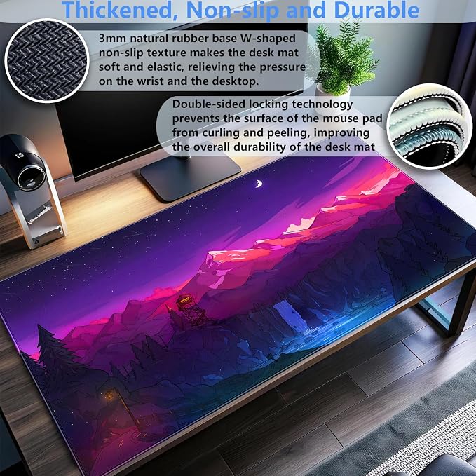 Purple Mouse Pad Pink Desk Mat Gaming Mousepad XXL Computer Pad 31.5 x 15.7 - Image 3