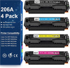 206A Toner Cartridge Black Cyan Yellow Magenta 4 Pack, by RitoTech