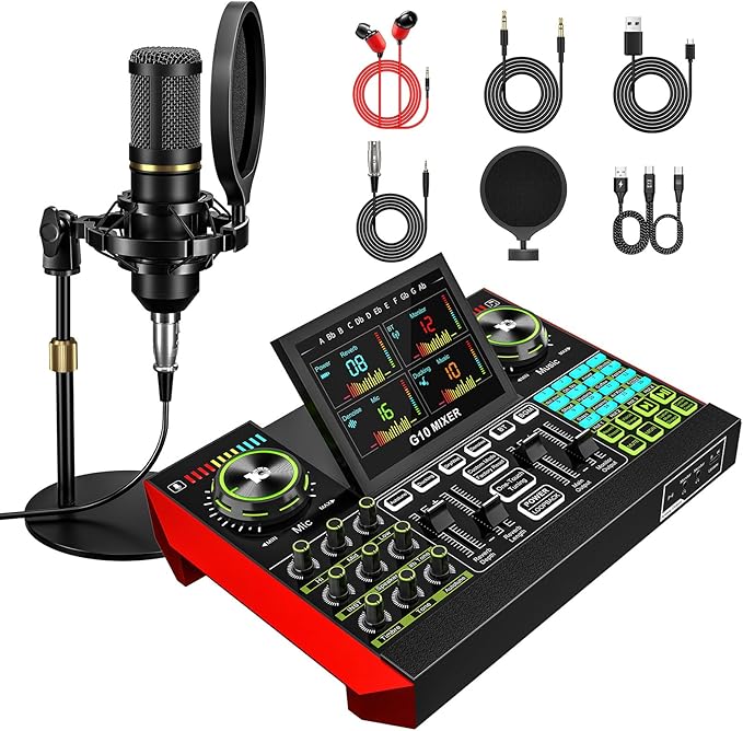 podcast equipment bundle, live sound card, streaming audio mixer, Podcast by tenlamp