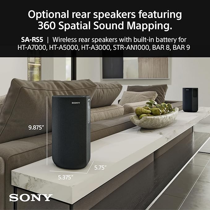 Sony BRAVIA Theater Bar 9 Sound Bar, SA-SW5 Wireless Subwoofer, and SA-RS5 - Image 6